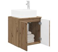 vidaXL Vanité de lavabo Mural Chêne Artisanal 49,5 x 41 x 63 cm, Vasque Murale Moderne, Solution Compact, Rangement astucieux, Bois Design, déco Minimaliste