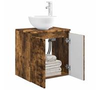 vidaXL Vanité de lavabo Mural Chêne fumé 49,5 x 35 x 63 cm, Meuble de Salle de Bain Moderne, lavabo Mural Compact, Cabinet résistant à l'eau, Solution d'organisation Efficace