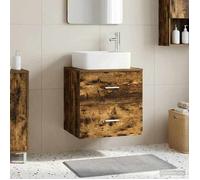 vidaXL Vanité de lavabo Mural Chêne fumé 49,5 x 41 x 63 cm, Rangement Salle de Bain, Meuble Mural Moderne, Lavabo Élégant, Organisation Efficace, Solution Compacte