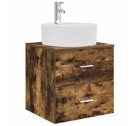 vidaXL Vanité de lavabo Mural Chêne fumé 49,5 x 44,5 x 65 cm, Meuble de Salle de Bain Moderne, lavabo Compact, Rangement Mural, Armoire Gain de Place, Bois travaillé, Usage Pratique