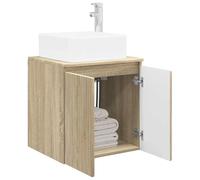 vidaXL Vanité de lavabo Mural Chêne Sonoma 49,5 x 41 x 63 cm, Vasque Murale Moderne, Solution Compact, Rangement astucieux, Bois Design, déco Minimaliste