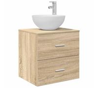 vidaXL Vanité de lavabo Mural Chêne Sonoma 49,5 x 41 x 64,5 cm, Organisation de Salle de Bain, Meuble Moderne avec lavabo, Rangement Gain de Place, Design Mural, Bois conçu pour l'efficacité