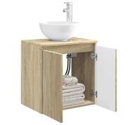 vidaXL Vanité de lavabo Mural Chêne Sonoma 49,5 x 41 x 64,5 cm, Salle de Bain Moderne, Ensemble Vasque Compact, Rangement Mural, Meubles Bois, Essentiels Pratiques pour la Maison