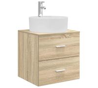 vidaXL Vanité de lavabo Mural Chêne Sonoma 49,5 x 44,5 x 65 cm, Meuble de Salle de Bain Moderne, lavabo Compact, Rangement Mural, Armoire Gain de Place, Bois travaillé, Usage Pratique