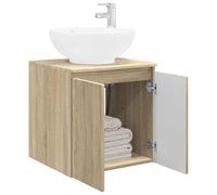 vidaXL Vanité de lavabo Mural Chêne Sonoma 49,5 x 44,5 x 65 cm, Meuble de Salle de Bain Mural Moderne, Gain de Place, Rangement en Bois, Design Compact et Pratique