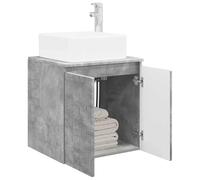 vidaXL Vanité de lavabo Mural Gris béton 49,5 x 41 x 63 cm, Vasque Murale Moderne, Solution Compact, Rangement astucieux, Bois Design, déco Minimaliste