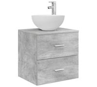 vidaXL Vanité de lavabo Mural Gris béton 49,5 x 41 x 64,5 cm, Organisation de Salle de Bain, Meuble Moderne avec lavabo, Rangement Gain de Place, Design Mural, Bois conçu pour l'efficacité