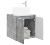 vidaXL Vanité de lavabo Mural Gris béton 49,5 x 44,5 x 66 cm, Meuble de Salle de Bain Moderne, Rangement Mural, Évier Pratique, Design Minimaliste, Style Compact