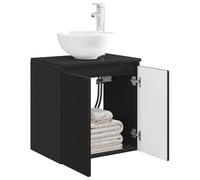 vidaXL Vanité de lavabo Mural Noir 49,5 x 35 x 63 cm Bois d'ingénierie, Meuble de Salle de Bain Moderne, lavabo Mural Compact, Cabinet résistant à l'eau, Solution d'organisation Efficace