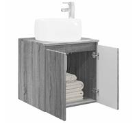 vidaXL Vanité de lavabo Mural Sonoma Gris 49,5 x 44,5 x 66 cm, Meuble de Salle de Bain Moderne, Rangement Mural, Évier Pratique, Design Minimaliste, Style Compact