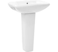 vidaXL Vasque à poser avec colonne Céramique blanche 580x470x200 mm