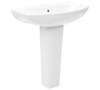 vidaXL Vasque à poser avec colonne Céramique blanche 650x520x200 mm