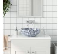 vidaXL Vasque à Poser Blanc/ Bleu