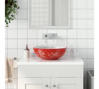 vidaXL Vasque à poser - Blanc et Rouge