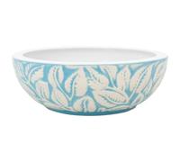 vidaXL Vasque à Poser, Évier de Salle de Bain avec Trou de Vidange, Lavabo avec Motifs Toilette Salle d'eau, Blanc et Bleu Rond Φ41x14 cm Céramique