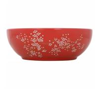 vidaXL Vasque à Poser, Évier de Salle de Bain avec Trou de Vidange, Lavabo de Toilette Salle d'Eau, Blanc et Rouge Rond Φ41x14 cm Céramique