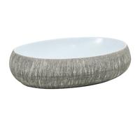 vidaXL Vasque à poser Gris et bleu Ovale 59x40x15 cm Céramique