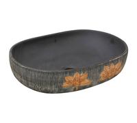 vidaXL Vasque à poser Gris et noir Ovale 59x40x14 cm Céramique