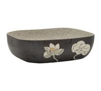 vidaXL Vasque à poser rectangulaire – Céramique – Gris/Noir 48 x 37,5 x 13,5 cm