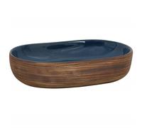 vidaXL Vasque à poser Marron et Bleu Ovale 59x40x14 cm Céramique