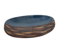 vidaXL Vasque à poser ovale Marron et Bleu 59x40x15 cm Céramique