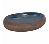 vidaXL Vasque à poser Marron et Bleu Ovale 59x40x15 cm Céramique
