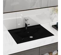 vidaXL Vasque de luxe céramique rectangulaire – Noir – 60x46 cm – Trou pour robinet