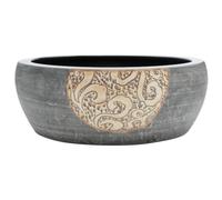 vidaXL – Vasque à poser ronde – Ø41x14 cm – Céramique brillante – Noir et marron