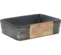 vidaXL Vasque à poser Rectangle 46 x 35,5 x 13 cm Céramique Noir et Marron
