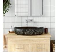 vidaXL Vasque à poser Noir Ovale 59x40x14 cm Céramique