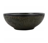 vidaXL Vasque à Poser, Évier de Salle de Bain avec Trou de Vidange, Lavabo avec Motifs Toilette Salle d'eau, Noir Rond Φ41x14 cm Céramique