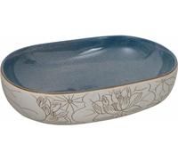 vidaXL Vasque à poser Ovale Céramique 59x40x14 cm Sable et Bleu