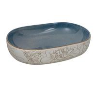 vidaXL Vasque à poser Ovale Céramique 59x40x14 cm Sable et Bleu