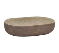 vidaXL Vasque à poser Ovale 59x40x14 cm Céramique Sable et Marron avec trou de vidange