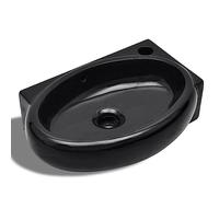 vidaXL Vasque à Trou de Trop-Plein/Robinet Céramique pour Salle de Bain Noir