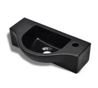 vidaXL Vasque à trou pour robinet céramique Noir pour salle de bain