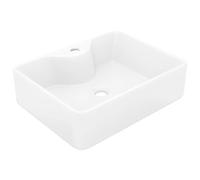 vidaXL Vasque Carré Trou Robinet Céramique Blanc Salle de Bain Toilette Lavabo