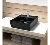 vidaXL Vasque carrée noir mat en céramique 410x410 mm