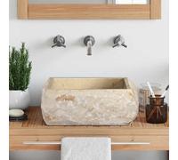 vidaXL Vasque Crème 30x30x13 cm Marbre