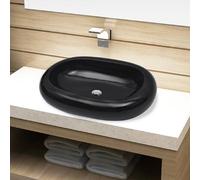 vidaXL Vasque ovale en céramique 630x420 mm - Noir