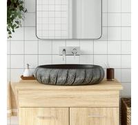 vidaXL Vasque Poser Ovale 59x40x15 cm - Noir et Gris