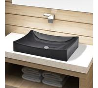 vidaXL Vasque Rectangulaire 65x39 cm - Noir Céramique