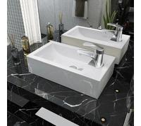 vidaXL Lavabo rectangulaire avec trou pour robinetterie céramique blanc 46x25,5x12 cm