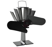 vidaXL Ventilateur de Poêle Alimenté par Chaleur 2 Pales Ventilateur de Poêle à Bois avec des Fils Ignifuges Economique Cheminée Maison Noir