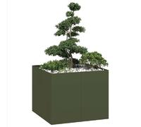 vidaXL Bac à plantes Jardinière vert olive en acier 100x100x80 cm