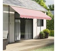 vidaXL Tissu de remplacement de cantonnière d’auvent rouge blanc 3,5 m