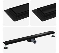 vidaXL Vidange de douche 2 en 1 Noir 100 cm Acier inoxydable 304