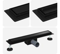 vidaXL Vidange de douche 2 en 1 Noir 60 cm Acier inoxydable 304