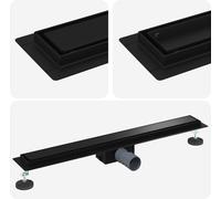 vidaXL Vidange de douche 2 en 1 Noir 70 cm Acier inoxydable 304
