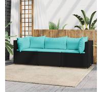 vidaXL Ensemble salon de jardin 4 pièces avec coussins noir poly rotin